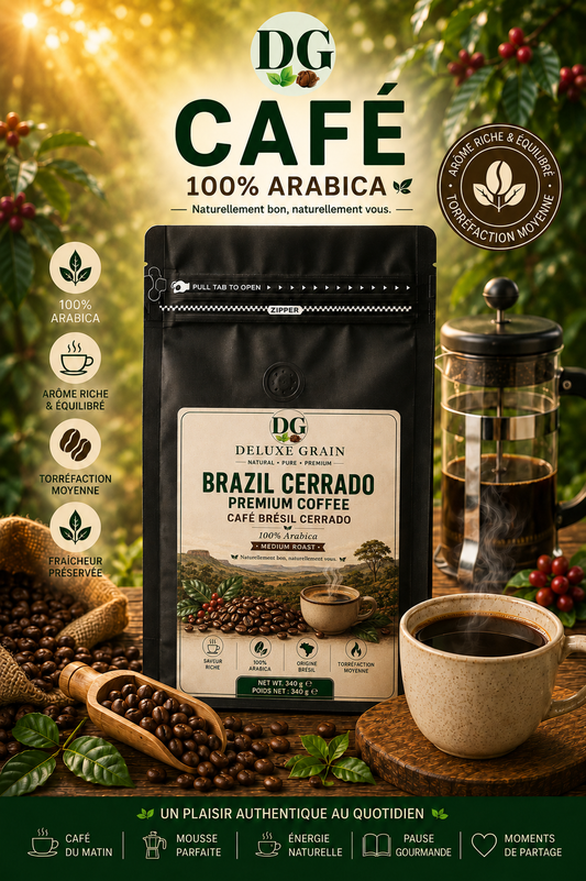 Deluxe Grain Premium Ground Coffee Brazil Cerrado 100% Arabica